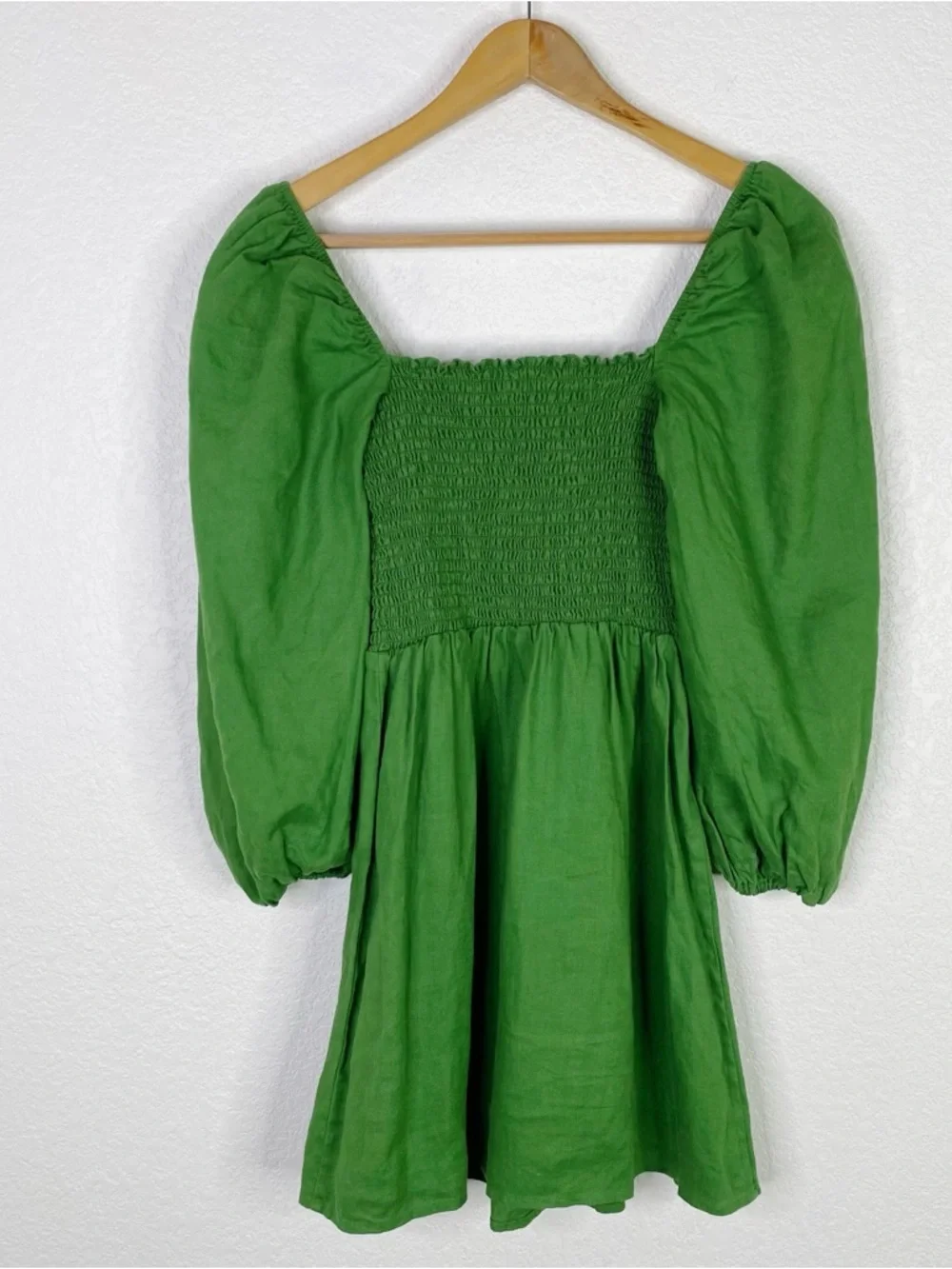 Reformation Green Greyson Shirred Linen Mini Dress - Picture 6 of 6